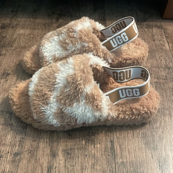 UGG Fluff Yeah Cow Print Slide Slippers - Picture 4 of 5